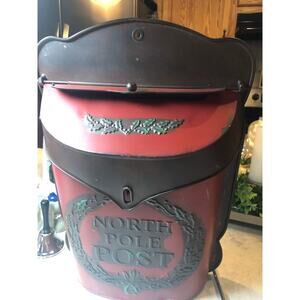 Vintage Rustic Red/green Metal Country Christmas Mailbox North Pole Post 16x11